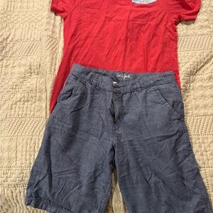 Red Top and Denim Blue Bottom Set